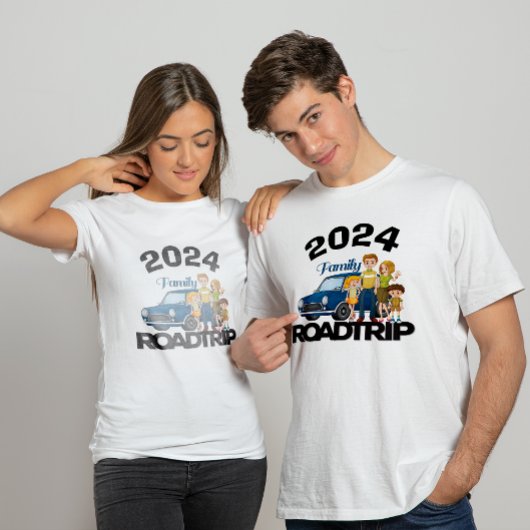 ファミリーロードトリップ2025、漫画スタイル、カスタム Tシャツ