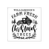 ファミリーヴィンテージクリスマスツリー配送トラック ラバースタンプ (インプリント)