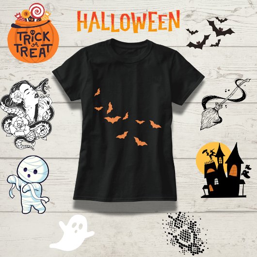 ファミリー不気味こうもりハロウィーン Tシャツ