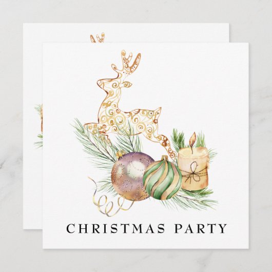 *~*ファミリー企業のAP20トナカイのクリスマスパーティー 招待状 (正面/裏面)