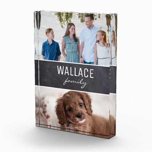 「ファミリー伝統:パーソナライズされたChalkboard写真Bl フォトブロック (右)