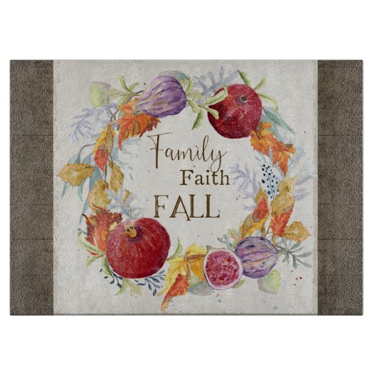 ファミリー信仰秋秋ハーベストファームハウスウッド カッティングボード (正面)