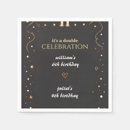 ファミリー兄弟姉妹ブラックシンプルジョイモダンント誕生日 スタンダードカクテルナプキン