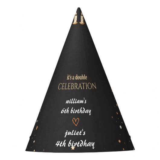 ファミリー兄弟姉妹ブラックシンプルジョイモダンント誕生日 パーティーハット (正面)