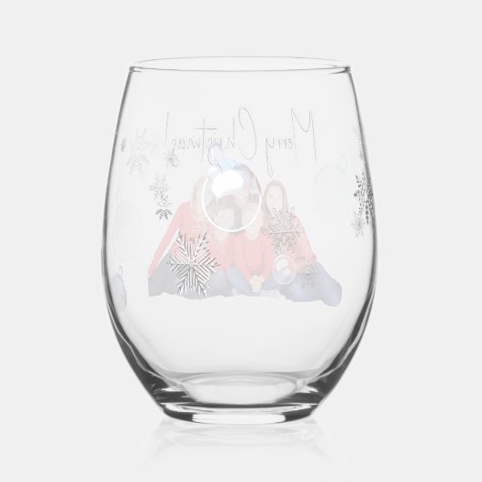 ファミリー写真クリスマス ステムなしワイングラス (裏面)