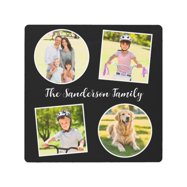 ファミリー写真コラージュカスタムギャラリー4写真 メタルプリント (正面)