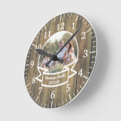 ファミリー写真テンプレート素朴ウッド ラウンド壁時計 (傾斜)