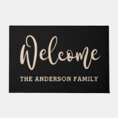 ファミリー名エレガント黒ニュートラルへようこそ ドアマット (正面)