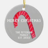 ファミリー名キャンディーケーンクリスマスツリーリバーシブル セラミックオーナメント (正面)