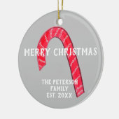 ファミリー名キャンディーケーンクリスマスツリーリバーシブル セラミックオーナメント (左)