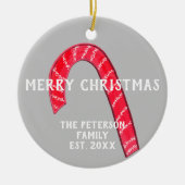 ファミリー名キャンディーケーンクリスマスツリーリバーシブル セラミックオーナメント (正面)