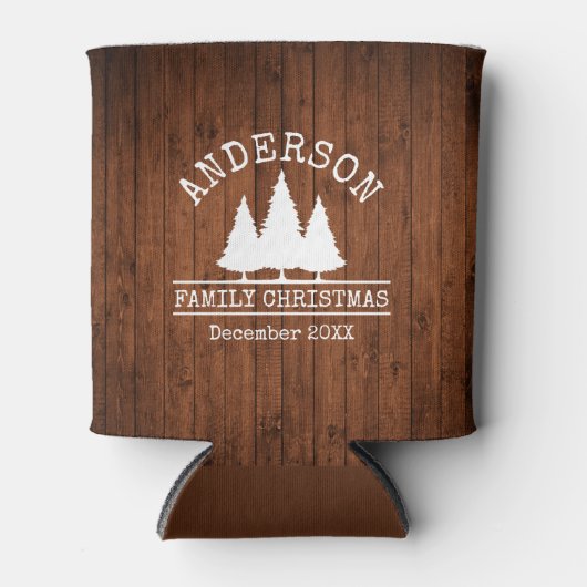 ファミリー名クリスマスウッド素朴パインズ 缶クーラー (正面)