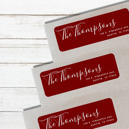 ファミリー名クリスマスレッドモダン差出人住所 ラベル