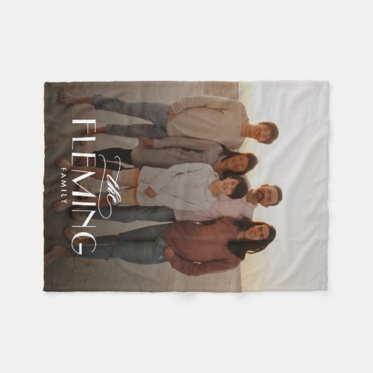ファミリー名パーソナライズされたフォトブランケットポートレート フリースブランケット (正面(横))