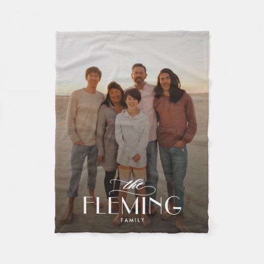 ファミリー名パーソナライズされたフォトブランケットポートレート フリースブランケット (正面)