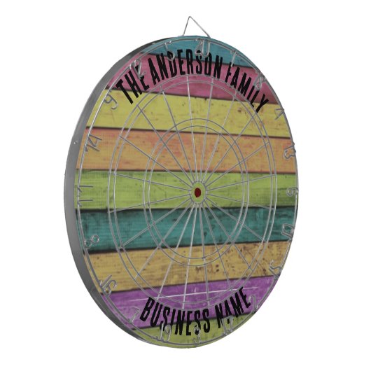 ファミリー名パーソナライズされたブルーダーツボード ダーツボード (正面左)