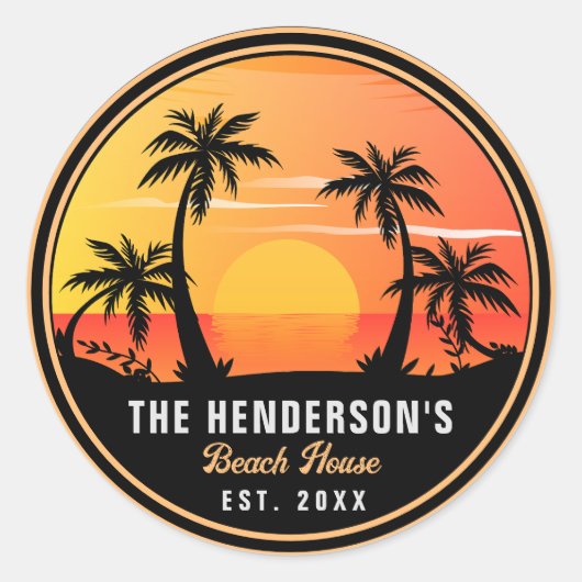 ファミリー名ビーチハウスレトロサンセットデミディーズ60s ラウンドシール (正面)