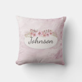 ファミリー名ピンク抽象芸術（ブーケ付き） クッション (正面)