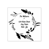 ファミリー名フローラリース木製差出人住所 ラバースタンプ (インプリント)