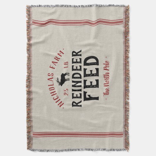 ファミリー名ホリデートナカイ食べ物を与えグレインサック スローブランケット (正面縦)