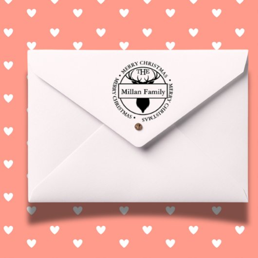 ファミリー名メリークリスマストナカイテーマ セルフインキングスタンプ