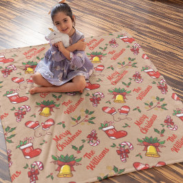 ファミリー名メリークリスマスパターン シェルパブランケット