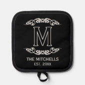 ファミリー名モノグラムシックアンティークフィリグレスクロル 鍋敷き (正面)
