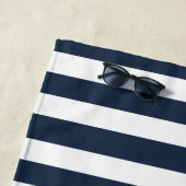 ファミリー名モノグラムネイビーブルーホワイトストライプ  ビーチタオル (インサイチュ)