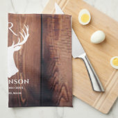 ファミリー名モノグラムレイク素朴ジアアントラーウッド キッチンタオル (四つ折り)