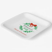 ファミリー名モノグラムレッドグリーンクリスマス ペーパープレート (傾斜あり)
