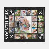 ファミリー名モノグラム引用文ハート20フォトコラージュ フリースブランケット (正面(横))