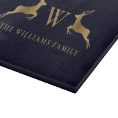 ファミリー名モノグラム金ゴールドディアキッチンネイビー カッティングボード (角)