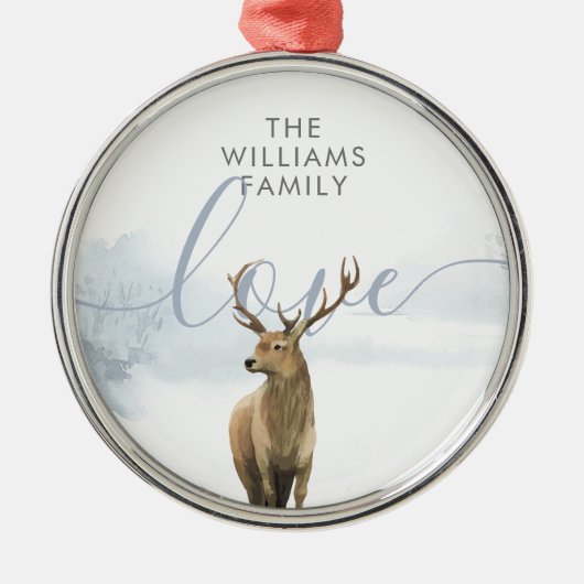 ファミリー名ラブウィンターウッドランドシーンスタック メタルオーナメント (正面)