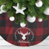 ファミリー名レッド&ブラックバッファロープレイドファームハウス ブラッシュドポリエステルツリースカート