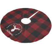 ファミリー名レッド&ブラックバッファロープレイドファームハウス ブラッシュドポリエステルツリースカート (アングル)