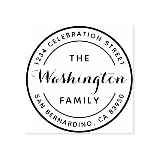 ファミリー名ロゴラウンド差出人住所 ラバースタンプ (インプリント)