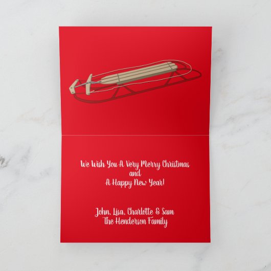 ファミリー名ヴィンテージシーンクリスマス カード (内部)