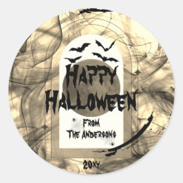 ファミリー名不気味こうもりスパイダーWebハッピーハローウィン ラウンドシール