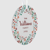 ファミリー名写真クリスマスホリデーフローラ オーナメント (正面)