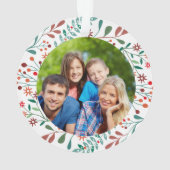 ファミリー名写真クリスマスホリデーフローラ オーナメント (裏面)
