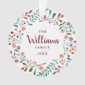 ファミリー名写真クリスマスホリデーフローラ オーナメント (正面)