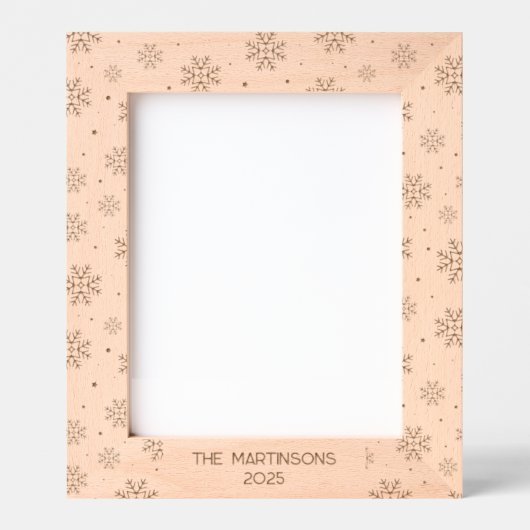 ファミリー名写真スノーフレークホリデーキープサケ レーザー彫刻フレーム (正面)