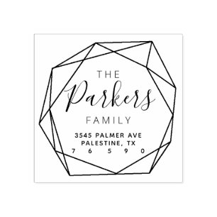 ファミリー名差出人住所ディモンドロゴセルフインキング ラバースタンプ