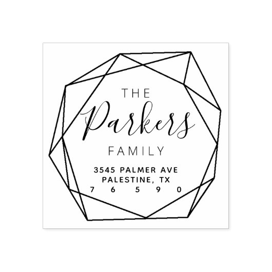 ファミリー名差出人住所ディモンドロゴセルフインキング ラバースタンプ (インプリント)