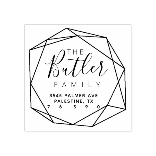 ファミリー名差出人住所ディモンドロゴセルフインキング ラバースタンプ (インプリント)