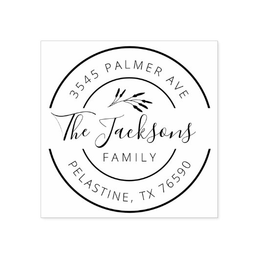 ファミリー名差出人住所ラウンドロゴセルフインキング ラバースタンプ (インプリント)