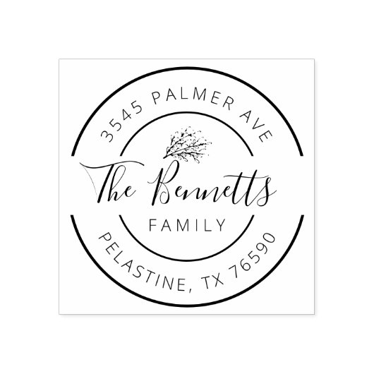 ファミリー名差出人住所ラウンドロゴセルフインキング ラバースタンプ (インプリント)