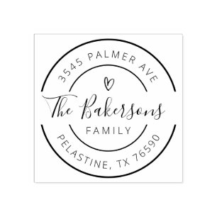 ファミリー名差出人住所ラウンドロゴセルフインキング ラバースタンプ