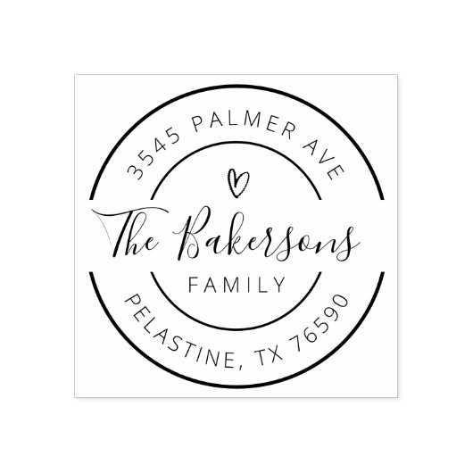 ファミリー名差出人住所ラウンドロゴセルフインキング ラバースタンプ (インプリント)