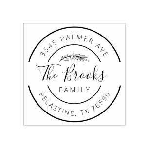 ファミリー名差出人住所ラウンドロゴセルフインキング ラバースタンプ